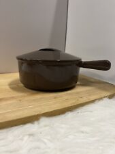 Vintage Cousances Le Creuset Brown 22 Pot w/Lid Enamel Cast Iron Made in France picture
