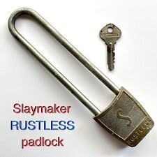 Slaymaker Rustless Brass 7 inch Extended Shackle Padlock Lock With Key USA picture