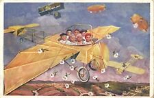 PC CPA MULTIPLE BABIES CHILDREN FANTASY AIRCRAFT AVIATION VINTAGE PC. (b53344) picture