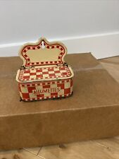 ALLUMETTES = French enamelware TIN. Red and Ivory checks. Super nice condition. picture