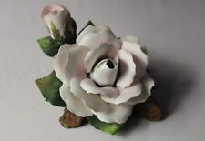 Vintage Unmarked Bisque Capodimonte Rose on Branch Leaves Sculpture Figurine picture