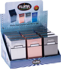 12 Aluminum Finish Top Flip Open Plastic Cigarette Case Pack Holder 100mm picture