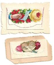 Two Victorian Calling Place Cards Designed as Flaps on Envelope; Unusual picture