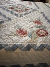 Vtg Patchwork Quilt Hand Made Hand  Sewn   Queen Size(87X97) picture