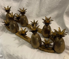 Vintage MCM Solid Brass 6 Pineapple Table Centerpiece Candle Holder Penco picture