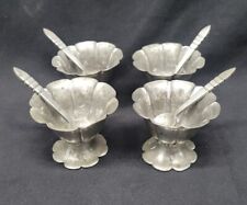 Denmark Pewter Salt Cellar Dishes And Spoons E. Dragsted  Footed Antique #4886 picture