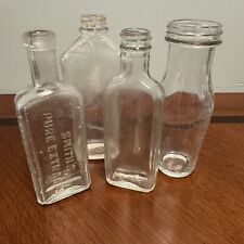 Lot Of 4 Small Vintage Clear Glass Bottles picture