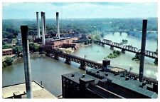 Postcard IL Rockford Rock River Industrial Area From Amerock Building picture