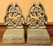 Set of 2 Forde Crafts Ltd Gold CELTIC TRINITY KNOT Bookends: Kilcullen Ireland picture