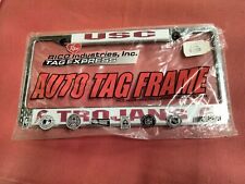 Vintage USC TROJANS Metal License Plate Frame New in Original Package picture