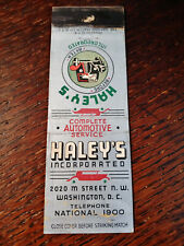 Vintage Matchcover: Haley's Automotive Service, Washington, DC picture