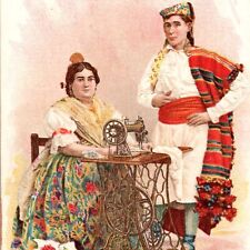 1892 Spain Valencia Singer Sewing Machine Countries World Victorian Trade Card 2 picture