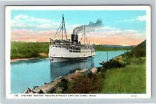 Cape Cod MA-Massachusetts, Steamer Boston Passing Through Canal Vintage Postcard picture