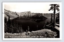 Postcard RPPC Oregon Crater Lake OR Wizard Island Rim Drive 1950s Unposted Kodak picture