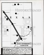 1963 Press Photo SAC map of B-58 supersonic corridor in Texas. - hpw17242 picture