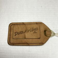 Delta Air Lines Luggage Tag leather 1980's Vintage picture
