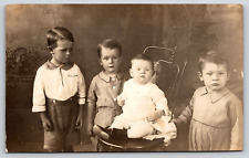 Original Old Vintage Antique Postcard Photo Picture Image Boys Girl Children AZO picture