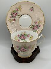 Aynsley Bone China Porcelain Tea Cup & Saucer Light Pink w/Pink Roses Gold Trim picture