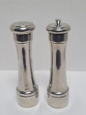 Vintage Set Tre Spade Saltshaker & Pepper Mill Pewter Wood Made Italy 8.5 in picture