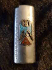 Vintage Silver Tone Native American Peyote Bird Turquoise Inlay Lighter Cover picture