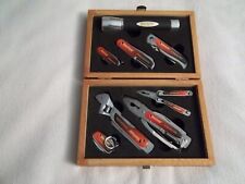 Sheffield 8 PC. St. Steel TOOLS FLASHLIGHT IN WOODEN BOX picture