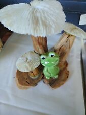 Mid-Century Magic Mushroom Sculpture Coral Driftwood Ceramic Frog Vintage picture