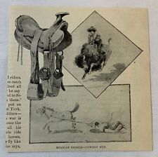 1894 magazine engraving ~ MEXICAN SADDLE - COWBOY FUN picture