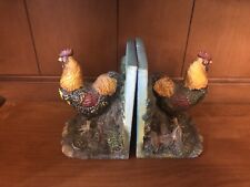 Pair of farm yard Scene W/ Barn Rooster Bookends picture