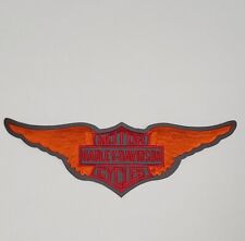 Large Vintage Harley-Davidson Motorcycles Orange Wings Embroidered Patch picture