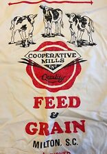 2  PILLOWCASES Made From Vintage Cooperative Mills Feed & Grain Sack Cows Two picture