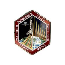 NASA STS 110 Atlantis 2002 Enameled Gunmetal Tone Lapel Pin Butterfly Clasp picture