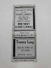 Tommy Long's Long Bar Detroit Michigan Matchbook Cover picture