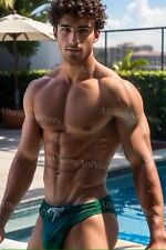 13x19 Male Model Photo Print Muscular Handsome Beefcake Shirtless Hunk -MM959 picture