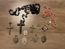 Vintage Catholic Saint Medals Lot &  Crosses picture