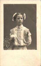 HERMANN, MO, GIRL IN STRIPED TOP antique real photo postcard rppc MISSOURI 1910s picture