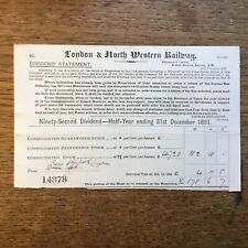 1891 London & North Western Railway Share Dividend Statement LNWR picture