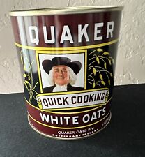 Quaker Quick Cooking White Oats Vintage Canister Tin Rotterdam Holland 1993 picture