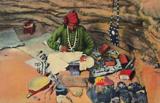 Navajo Indian Silversmith Plying His Trade Gallup N. M. Linen Divided Postcard picture