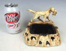 Vtg CAST IRON WI Co Wrightsville HUNTING DOG ASHTRAY w/INSERT - ORIGINAL PAINT picture