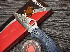🔥New Spyderco Delica 4 KnifeJoy Exclusive VG10/Damascus Blue FRN C11FPNBD-📬- picture
