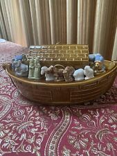 Vintage WADE England Ark With 14 Animals, One Noah & wife Ceramic Figure bible  picture