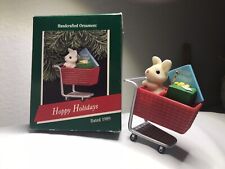 Vintage 1989 Hallmark Hoppy Holidays Christmas Ornament ~ Flocked Rabbit Boxed picture