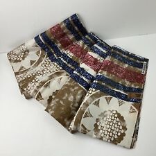 African Fabric Top Etoile M-D YU Real Block Print 6 yds 100% Cotton Tan Blue Red picture