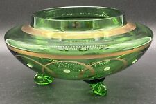 Green Clear Glass With Gold Design Footed Candy Dish picture
