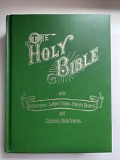 The Holy Bible 1973 Red Letter Edition Green Cover KJV Childrens Stories GUC #N picture