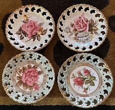 Lot of 6 Royal Sealy Japan Rose Pink Saucer Reticulated Pastels Mint Green picture