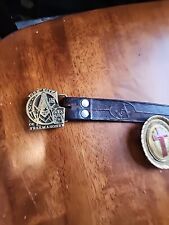 Vintage York Rite & Masonic Mason Solid Brass Made In USA Belt Buckles &Belt picture