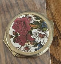 Small Gold Tone Wild Flowers Compact 2-1/4” Double Mirror picture