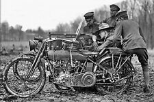 WW1 SOLDIERS IN HARLEY DAVIDSON MOTORCYCLE SUBMACHINE GUN 4X6 PHOTO POSTCARD picture