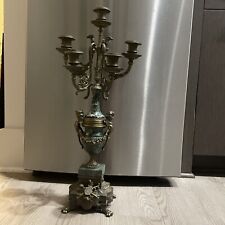 Early 20th Century Lancini Brass & Marble Imperial Candelabra, Made in Italy picture